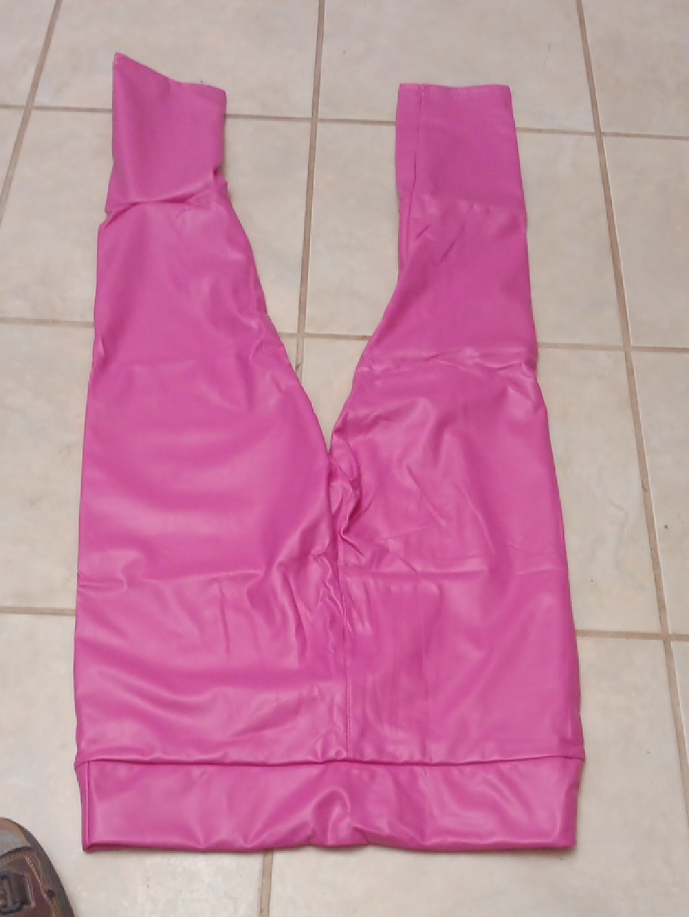 SHEIN Hot Pink Faux Leather Leggings In Xl